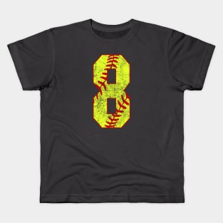 Fastpitch Softball Number 8 #8 Softball Shirt Jersey Uniform Favorite Player Biggest Fan Kids T-Shirt